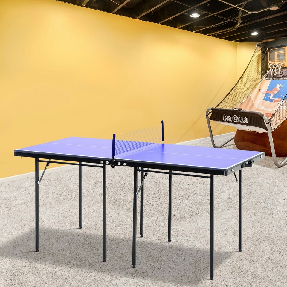 image 1 of HOMCOM Folding Mini Table Tennis Portable Ping Pong Set Games Play Sport w/ Net
