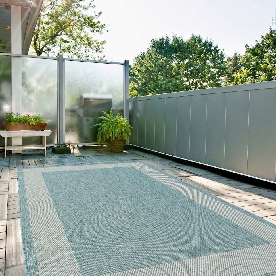 image 1 of The Rugs Outdoor Indoor Bordered Garden Patio Rug Weather Resistant | 200