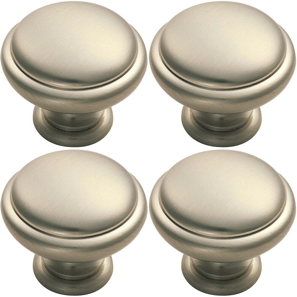 Loops 4x Domed Top Cupboard Door Knob 34mm Diameter Satin Nickel Cabinet Handle in Metallics