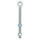 image 3 of Swing Gate Long Eye Bolts Hinge + Nuts Adjustable Zinc Plated 20 x 250mm 2pc Silver