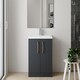 image 2 of Balterley Level Compact Bathroom Cloakroom Vanity Basin Unit with Polymarble Basin, Handles | Black | Satin Soft Black | 840 x 605 x 360mm