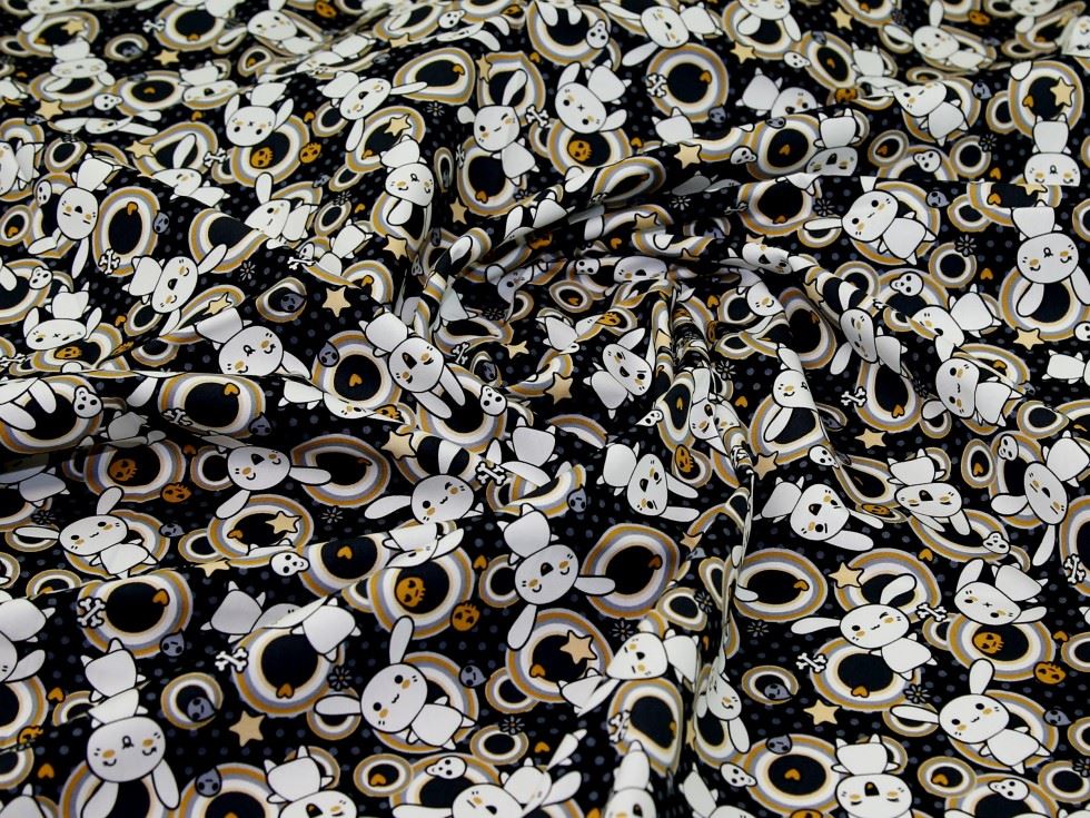 Rose and Hubble Black 100% Cotton Poplin Dressmaking Fabric, 112.5cm / 44" Wide - per metre