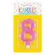 image 3 of Metallic Pink Number 8 Birthday Candle 9cm
