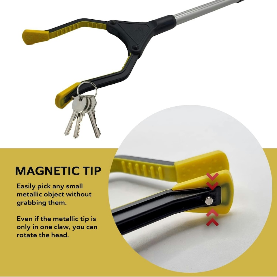 image 1 of Straame Pack of 2, Foldable Grabber Tool – Magnetic Tip, (Yellow)