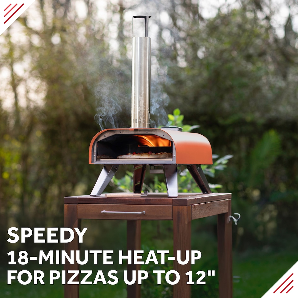 image 1 of George Foreman 12'' Deep Orange Wood Pellet Pizza Oven with Paddle & Carry bag GFWPPO1ORPC