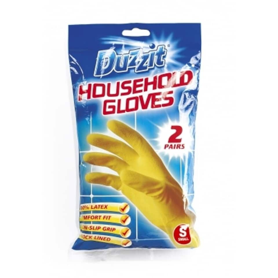 image 1 of Pack of 2 Pairs of Duzzit Household Small Yellow Gloves