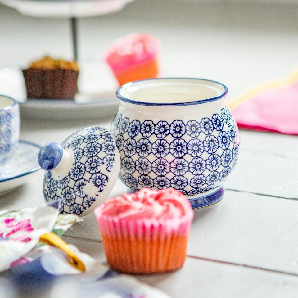 image 1 of Nicola Spring Hand-Printed Sugar Bowl - 10cm - Navy