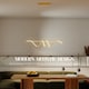 image 6 of HOMCOM LED Pendant Light, Modern Ceiling Light with three Temperatures, Adjustable Height Hanging Fixture with Wall Switch for Kitchen Island, Dining Room, Gold Tone | Gold