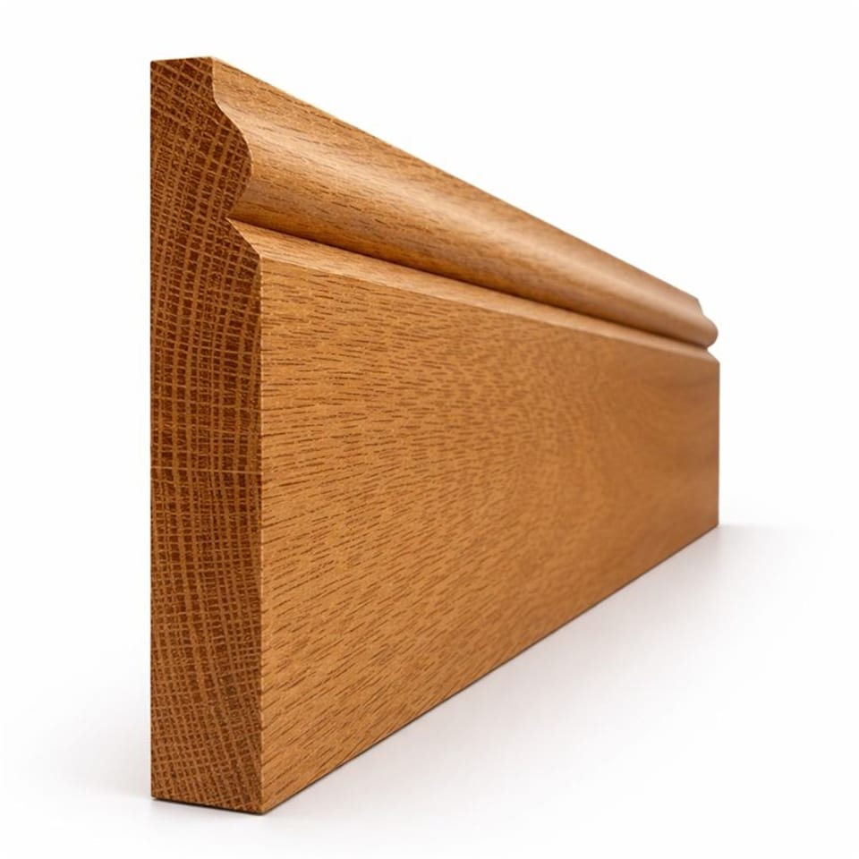Dark Oak Torus European Oak Skirting Board (Unoiled) - 121mm (H) x 19mm (T) x 2400mm (L) - (Pack Of 10)