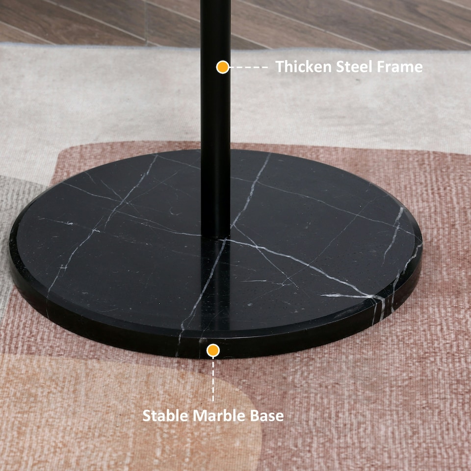 image 1 of HOMCOM Steel Coat Stand Rack Marble Base 8 Hook for Living Room Entryway,Black