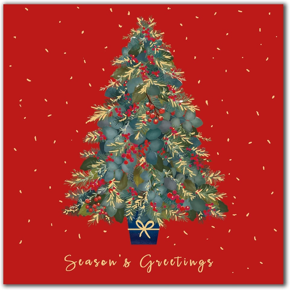 image 1 of Pack of 8 Festive Christmas Tree In Aid Of Mind Charity Christmas Cards