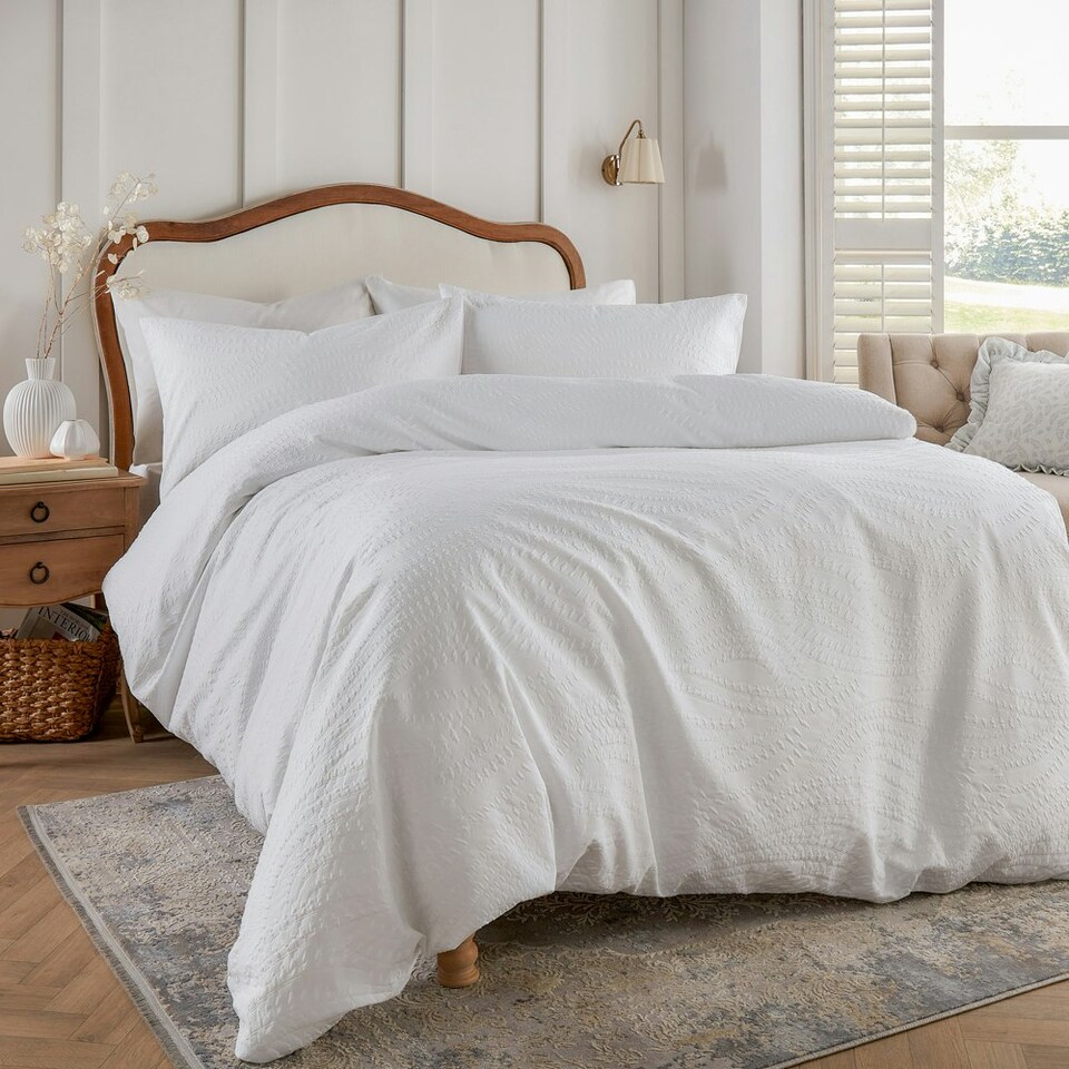 image 1 of Wylder Georgia Heat Pressed Single Duvet Cover Set White | Single
