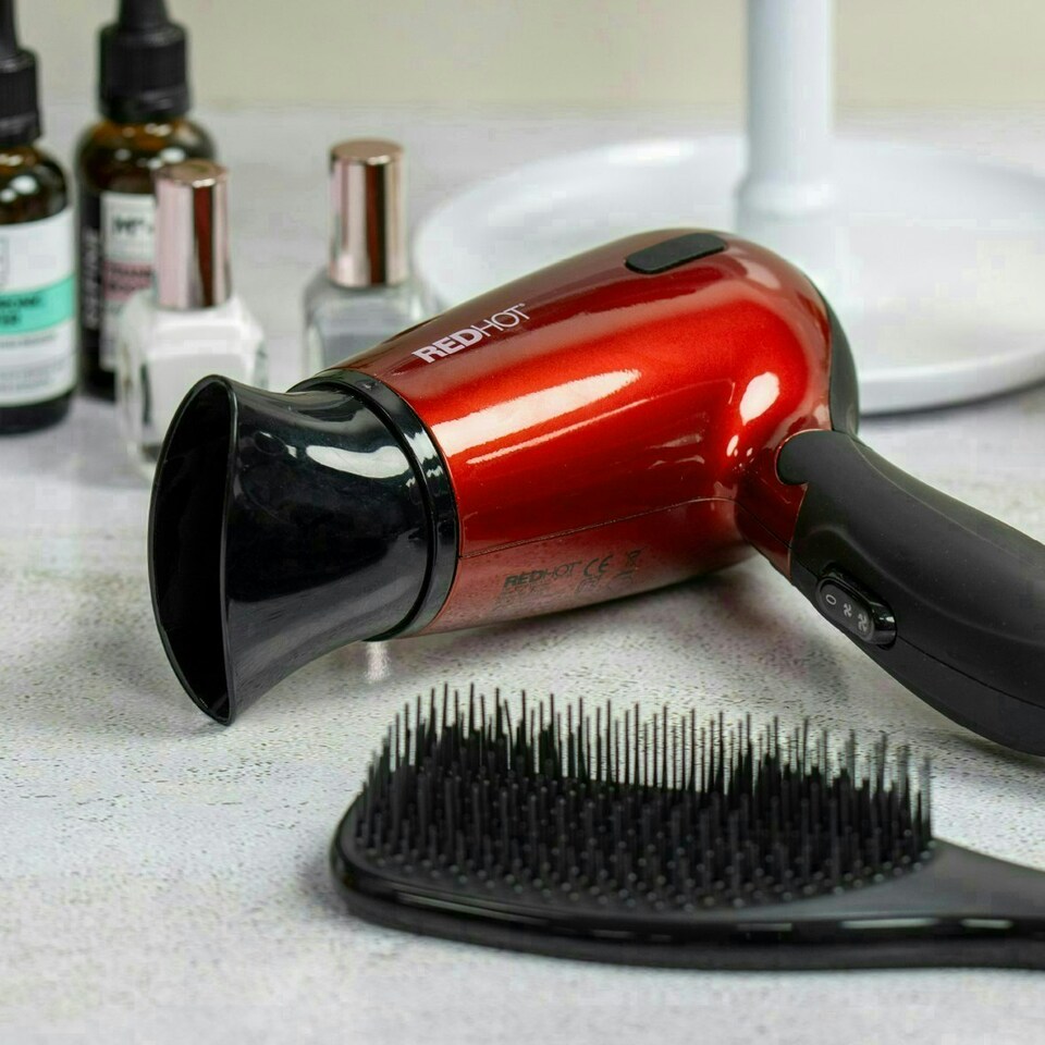image 1 of Red Hot 1200W Travel Hair Dryer with Folding Handle