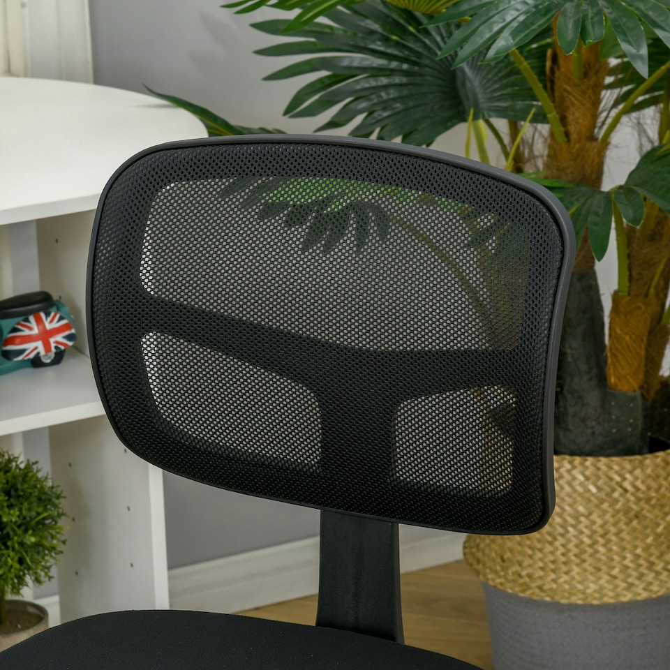 image 1 of Vinsetto Small Office Chair without Arms, Ergonomic Swivel Mesh Desk Chair | Black | One Size
