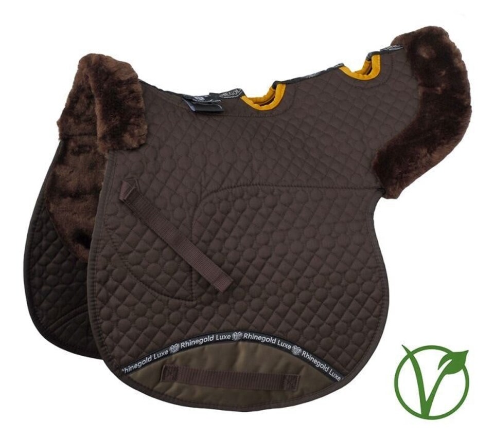 image 1 of Rhinegold Luxe Fur Vented Numnah | Brown | Colour: Brown/Brown
Size: Full