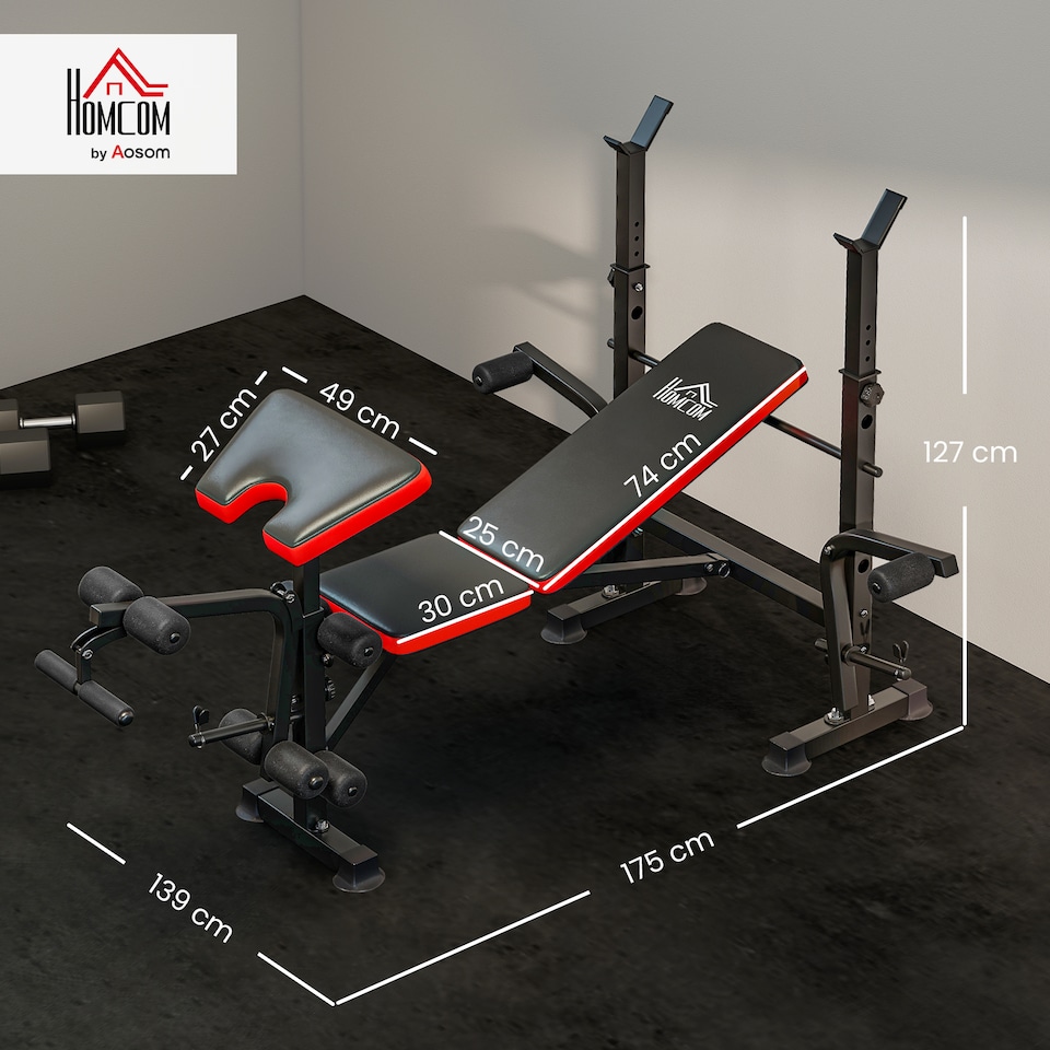 image 1 of HOMCOM Multi-Function Adjustable Weight Training Bench Gym Fitness Lifting