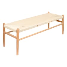 Nicholas Winter Wooden Scandi Danish Style Dining Bench - Natural-Natural