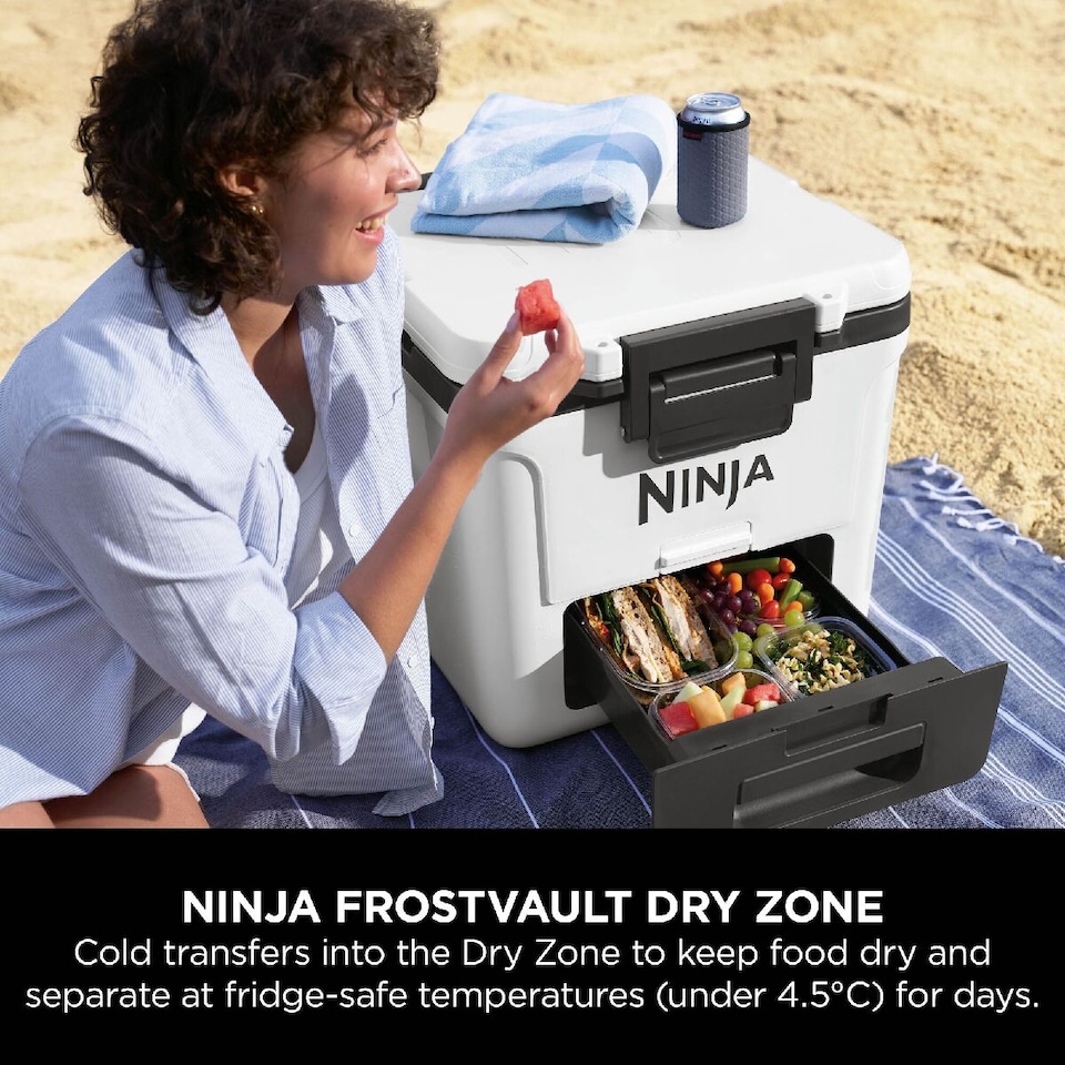 image 1 of Ninja FrostVault 30QT/28L Wheeled Cooler with Dry Zone, Cloud White FB230UKWH