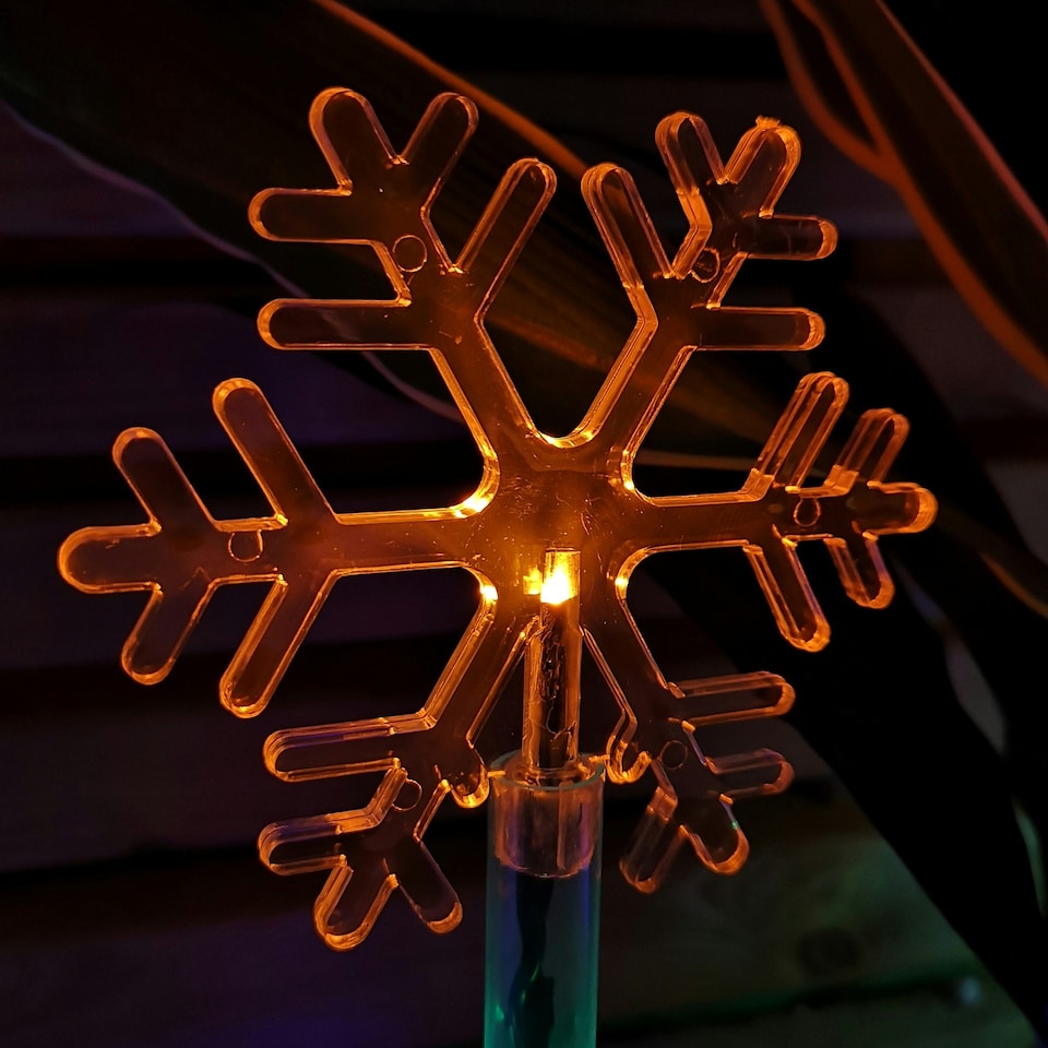 image 1 of Set of 8 Battery Operated LED Multi Coloured Snowflake Path Lights Christmas Decoration with Timer