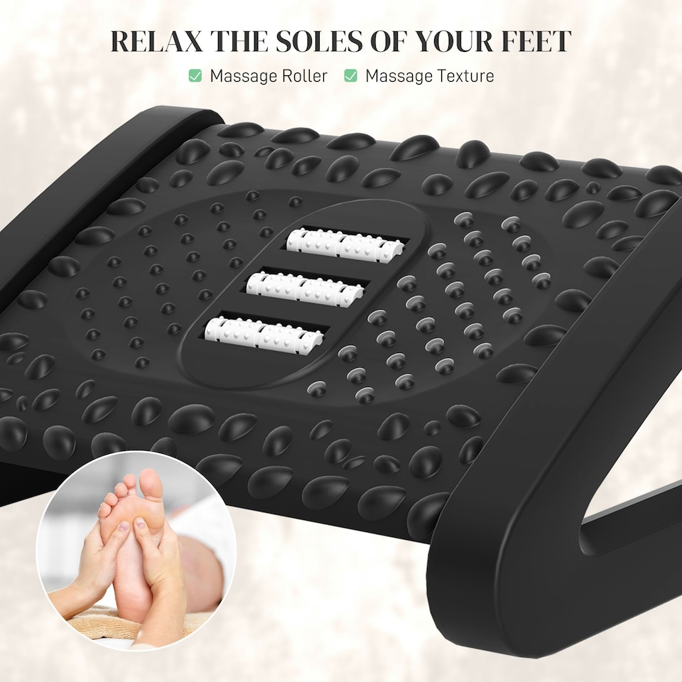 image 1 of HOMCOM Non-Slip Foot Rest Under Desk Office Footrest with Adjustable Height 