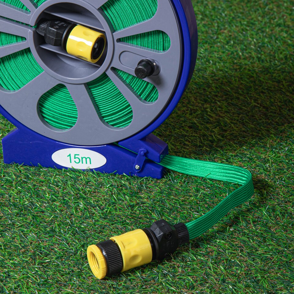image 1 of Green Blade Flat Hose with Spray Gun - 15m - Green
