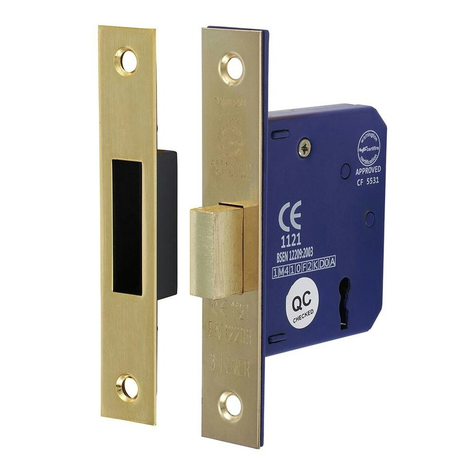 image 1 of Timco - 3 Lever Deadlock - Electro Brass (Size 65 case / 45 backset - 1 Each)