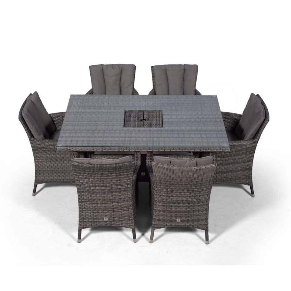 image 1 of Savannah Rectangle 6 Seat Rattan Dining Set Ice Bucket Drinks Cooler | Grey | Grey