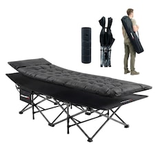 MoverX Folding Camping Bed Single with Mattress, 160kg - Grey