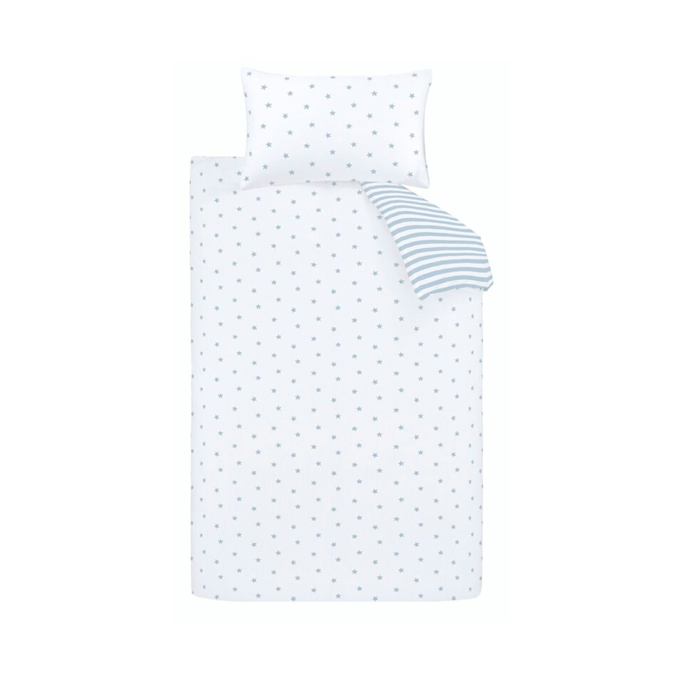 image 1 of Bianca Mini Star & Stripes Reversible Cotton Duvet Cover Set Blue | Blue | Double