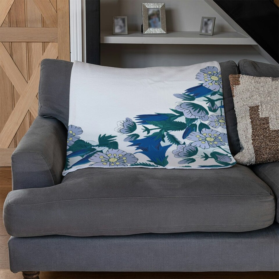 image 1 of Winter Blue Flowers (Blanket)