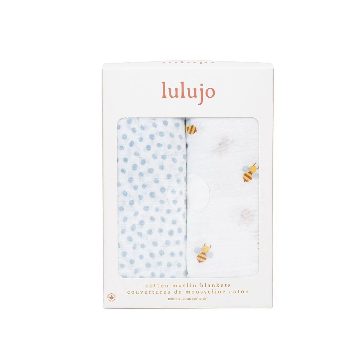 Lulujo 2-pack Cotton Swaddles - Bees / Dots