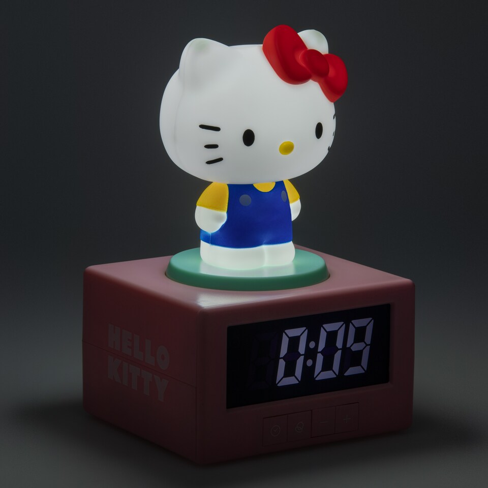 image 1 of Hello Kitty Digital Alarm Clock with Night Light & Music, BatteryPowered Sanrio Kawaii Bedroom Decor Gift  Paladone