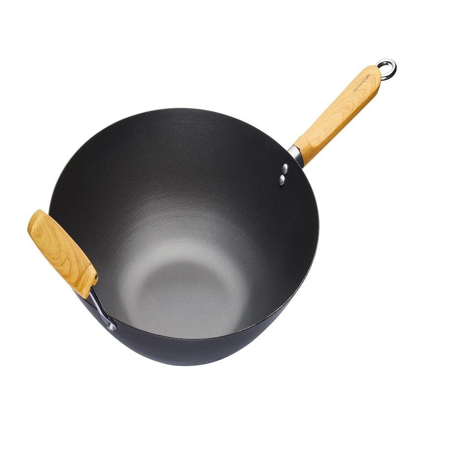 image 1 of KitchenCraft Wok Black Carbon Steel 35cm