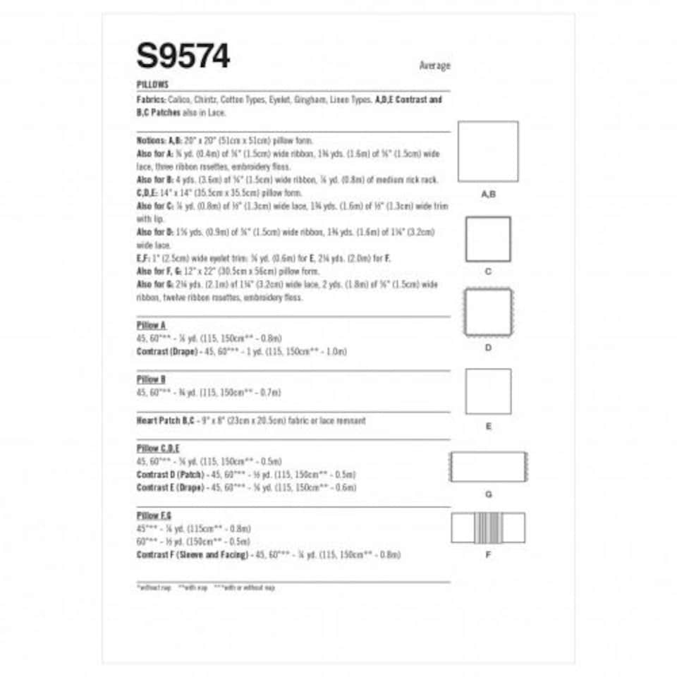 image 1 of Simplicity 9574 Paper Sewing Pattern – Cushion, Os (One Size), Intermediate