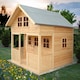 image 1 of Lodge 8 x 9 Feet Single Door with Two Fixed and Three Opening Windows Playhouse Brown