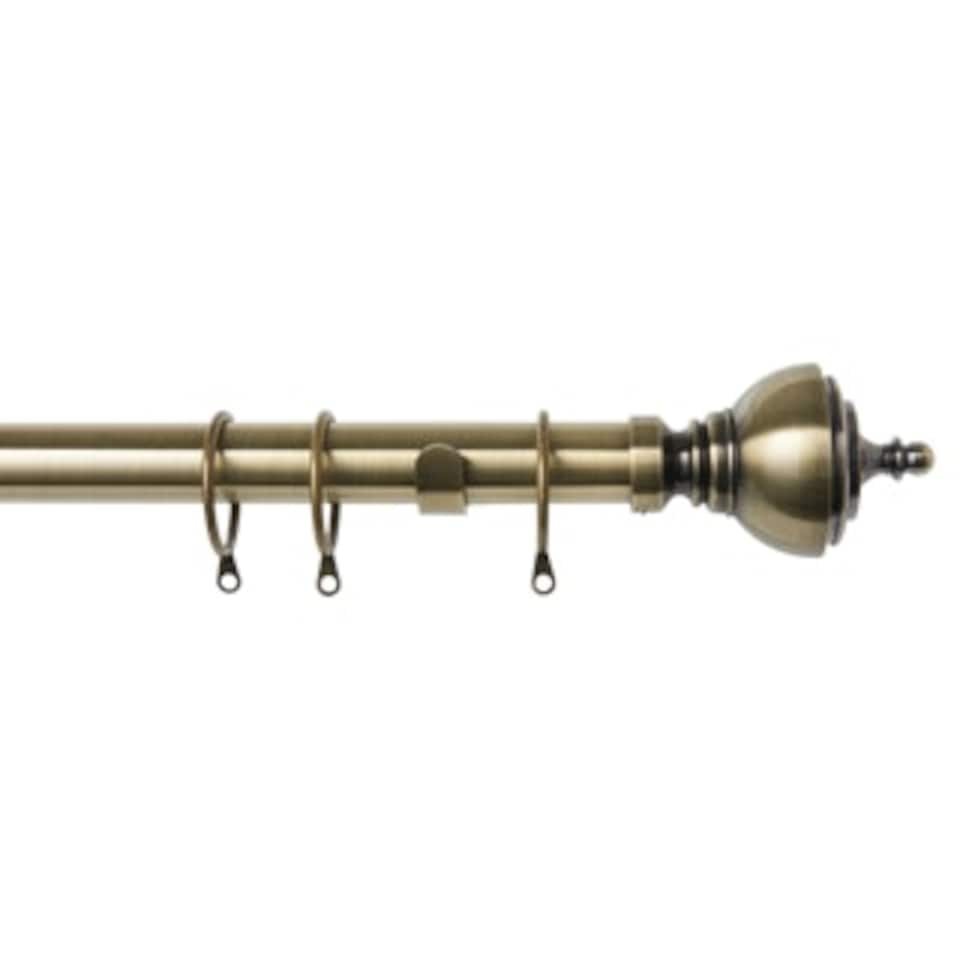 image 1 of 35mm Fixed Length Metal Curtain Pole Set Antique Brass Vienna Finial 50cm | Bronze | Bronze