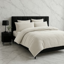 Teddy Bear Fleece Soft Cosy Duvet Cover + Pillow Case Set Cream | Super King