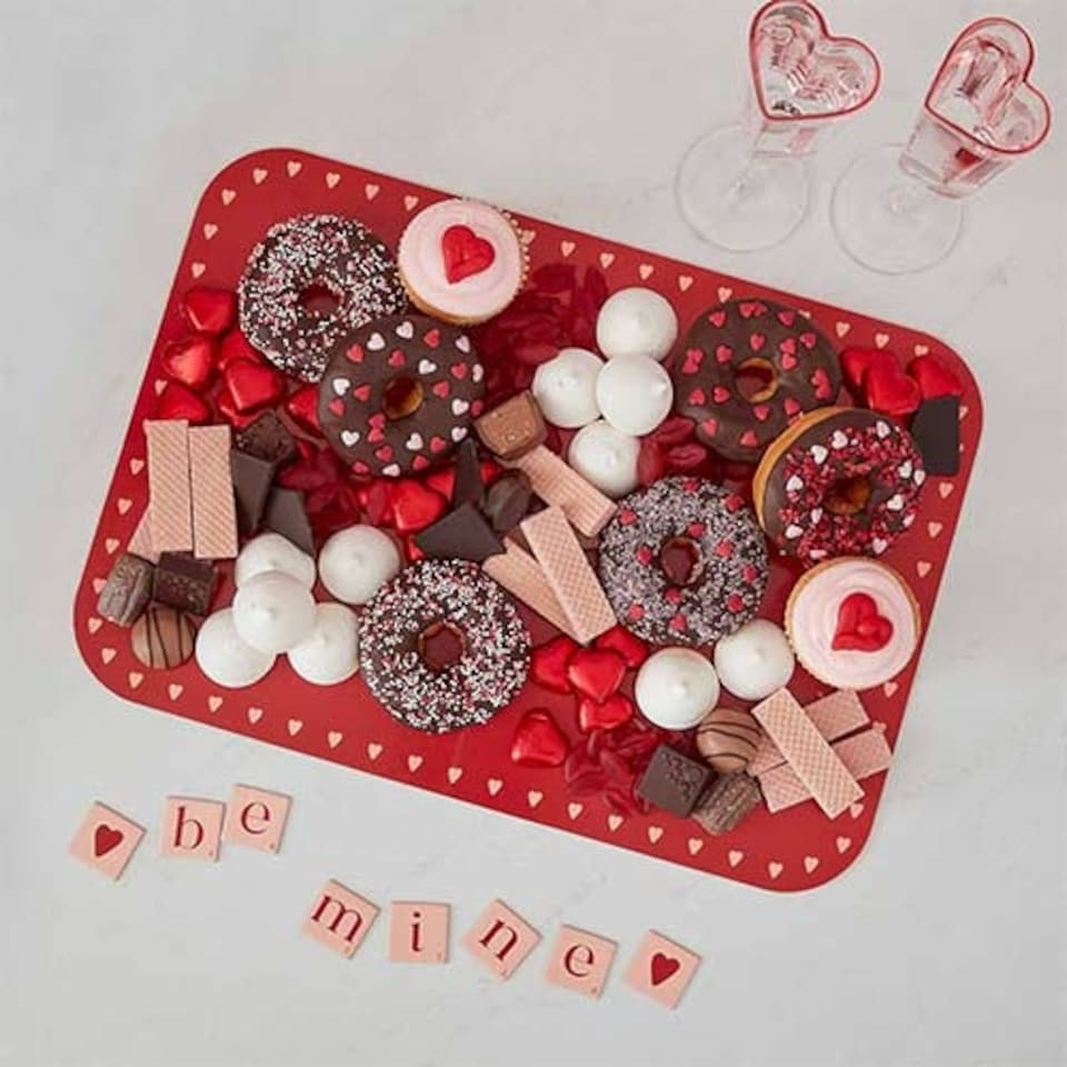 image 1 of Red Hearts Custom Message Grazing Board 42cm | Red