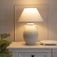 image 2 of ValueLights Daphne Stoneware Ceramic Vase Table Lamp Linen Taper Shade