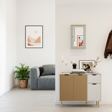 Bath Vida Priano 1 Door Mirrored Wall Mounted Bathroom Cabinet, Grey & Oak | Grey | Grey & Oak | 1