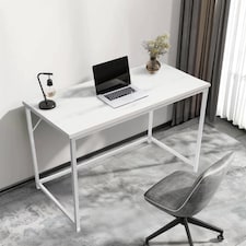House of Home Desk Computer PC Laptop Home Office Work desk 100cm, Study White Rustic Style | Black