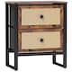image 1 of HOMCOM Bedside Table, Side Table with 2 Rattan Drawers, Bedside Cabinet with Storage and Steel Legs for Bedroom, Living Room, Rustic Brown