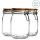 image 1 of Argon Tableware Wooden Clip Lid Storage Jars - 1 Litre - Clear Seal - Pack of 3