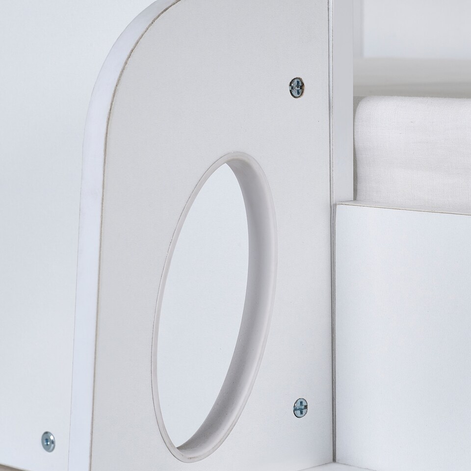 image 1 of Orpheus 90cm Single White and Wood Effect Treehouse Midsleeper Cabin Bed