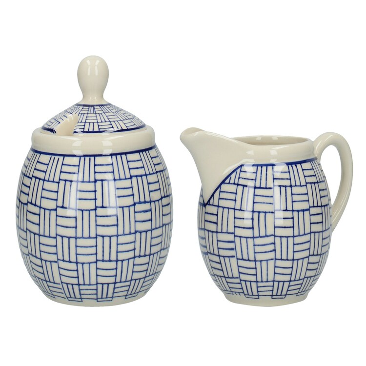 London Pottery Sugar And Creamer Set Lattice