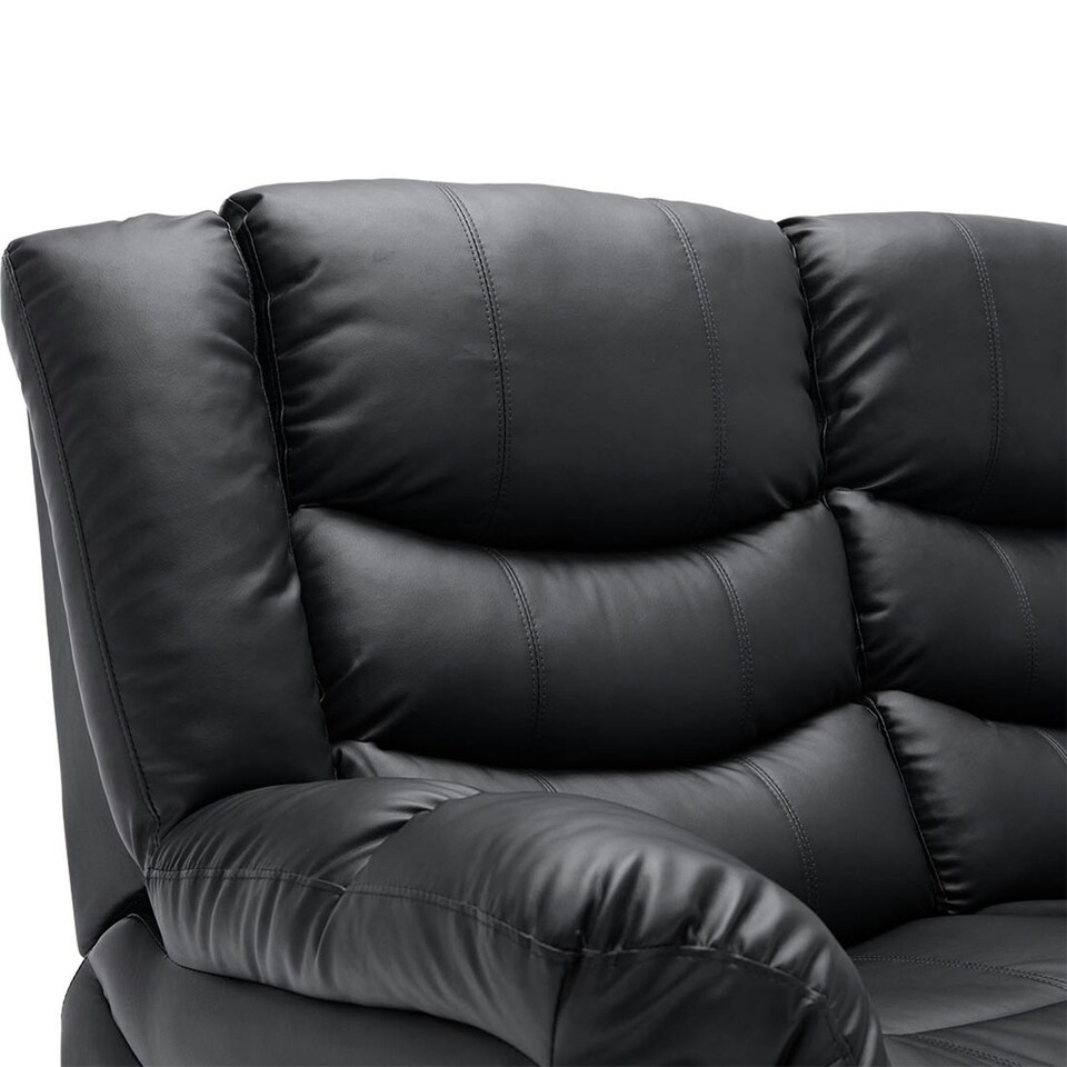 image 1 of Seattle 2 Seater Manual High Back Bonded Leather Recliner Sofa (Black)