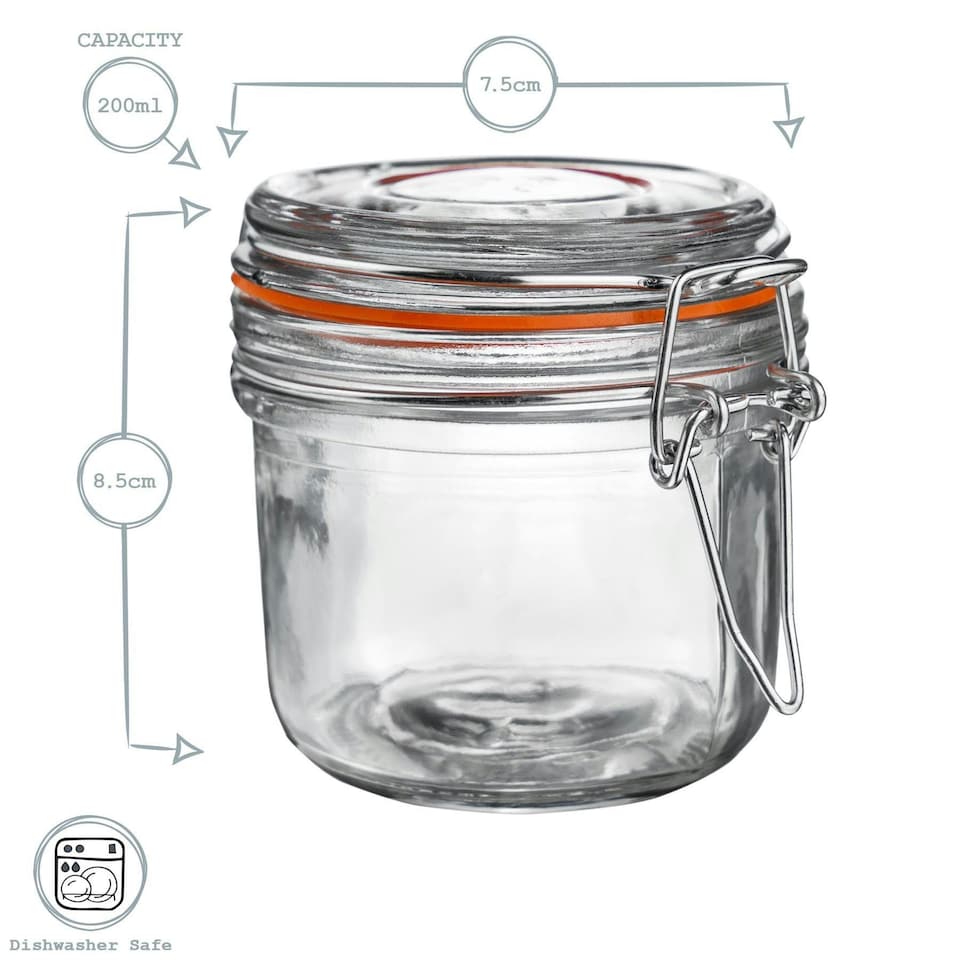 image 1 of Argon Tableware Glass Storage Jars with Heart Labels - 200ml - Clear - Pack of 6