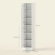 image 7 of kleankin Tall Bathroom Cabinet with Mirror, High Gloss White | White | 162H x 32W x 28D cm