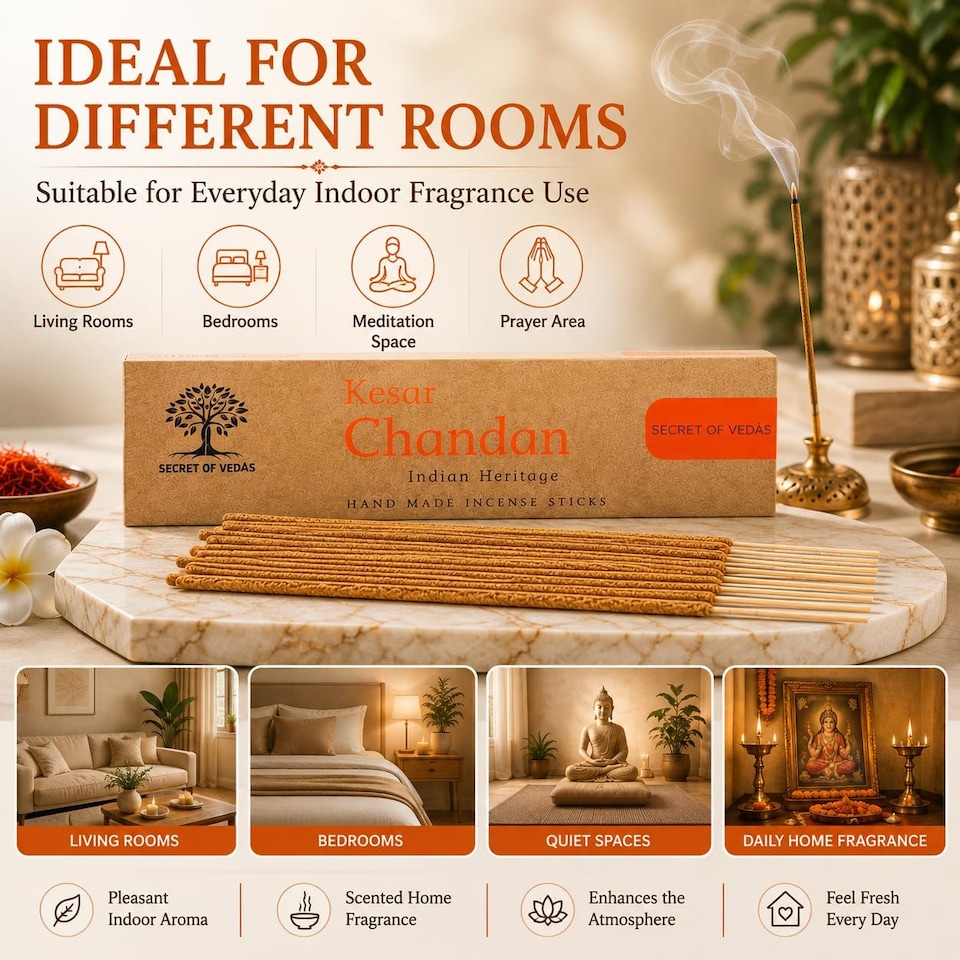 image 1 of Kesar Chandan Incense Sticks 20g Pack of 1 – Scented Home Fragrance Agarbatti