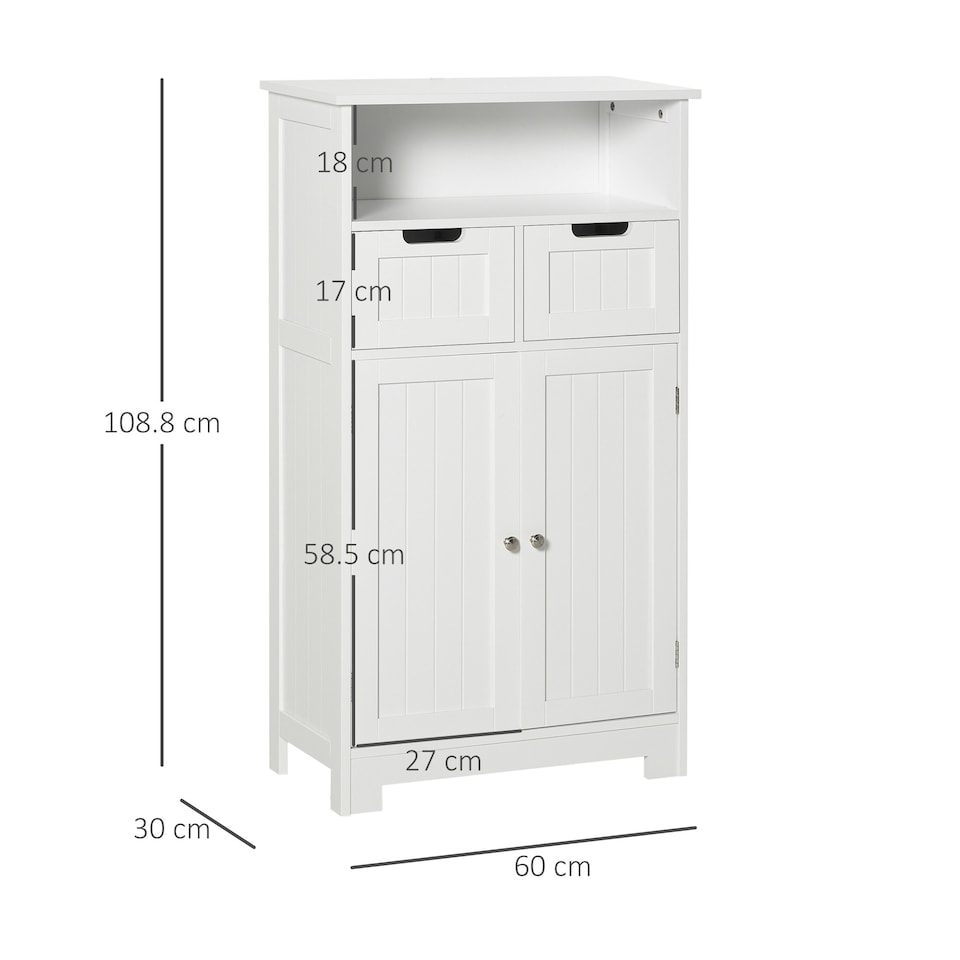 image 1 of kleankin Bathroom Storage Cabinet with Adjustable Shelf and Removable Drawers